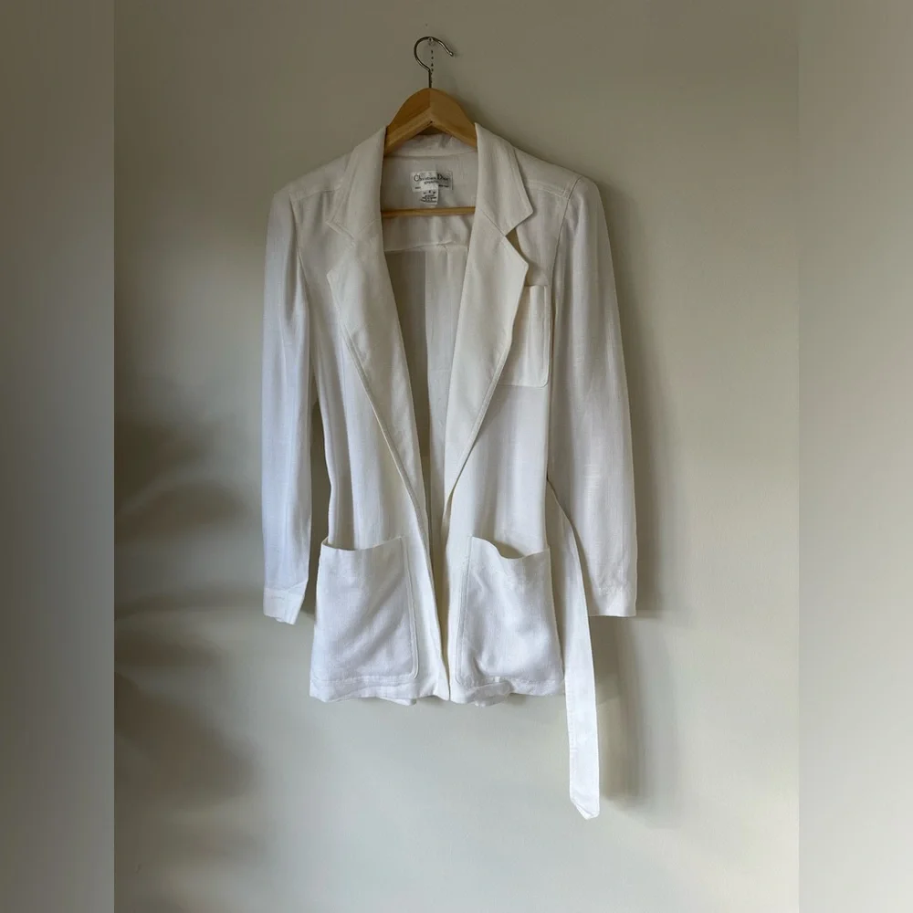 VTG 90s Christian Dior Separates Belted Blazer Shacket Luxury Minimalist Elegant